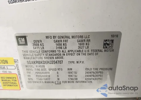 2017 Buick Enclave Leather from USA, damaged, VIN 5GAKRBKD6HJ204707